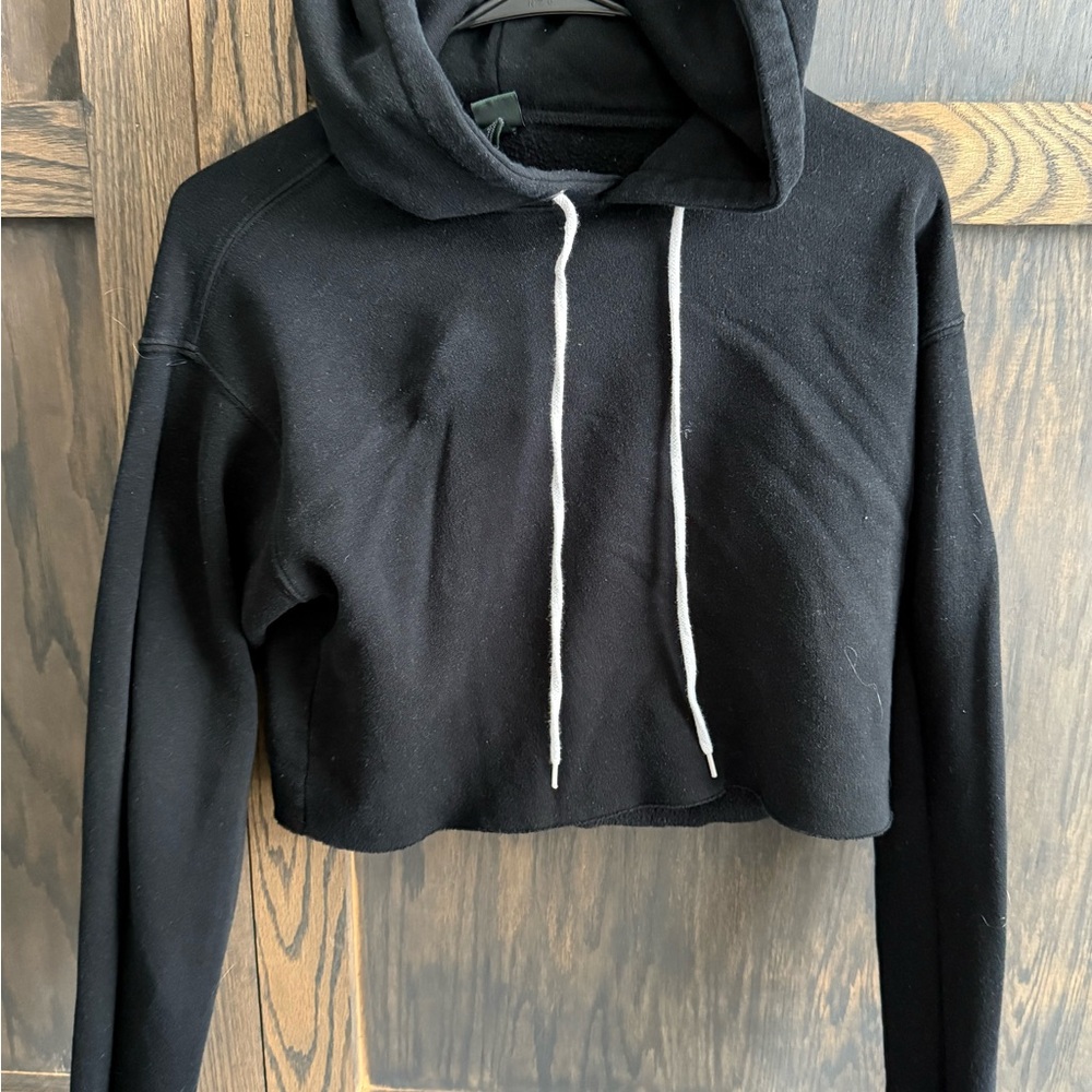 Black Cropped Hoodie for Women